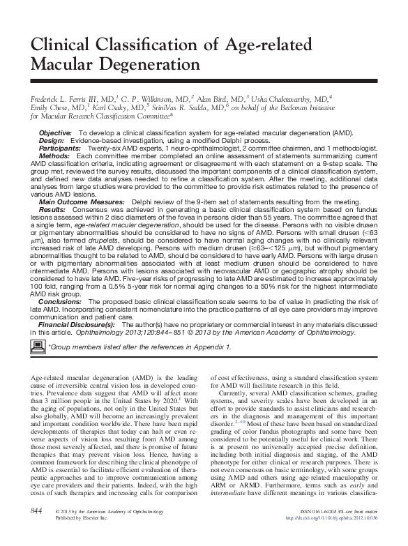 (PDF) Clinical Classification of Age-related Macular Degeneration