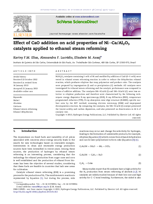 (PDF) Effect of CaO addition on acid properties of Ni–Ca/Al2O3 ...