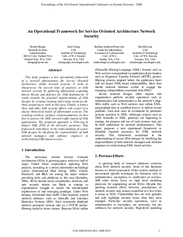 (PDF) An Operational Framework for Service Oriented Architecture ...