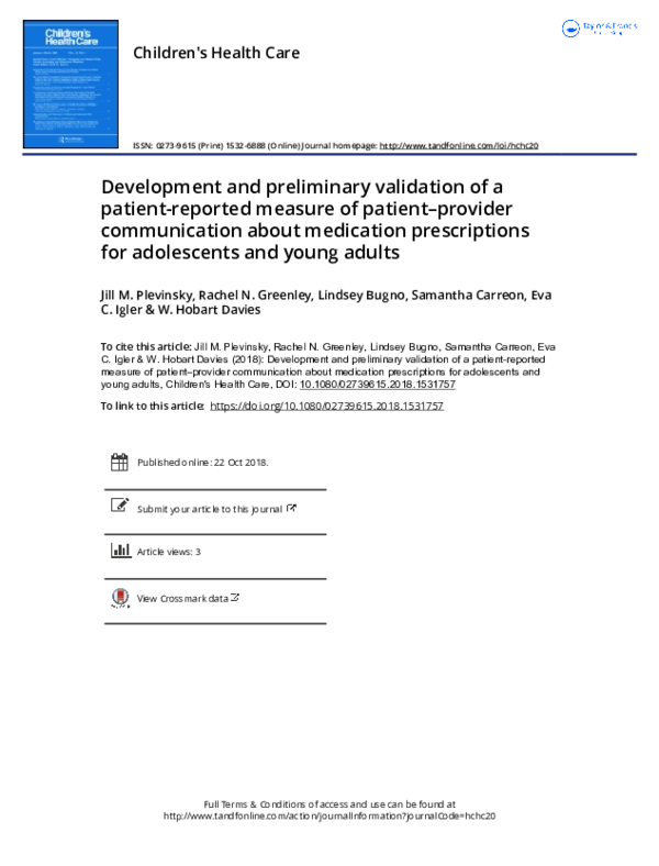 (PDF) Development and preliminary validation of a patient-reported ...