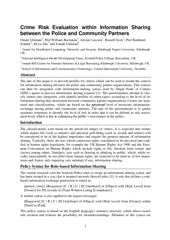 (PDF) Crime risk evaluation within information sharing between the ...