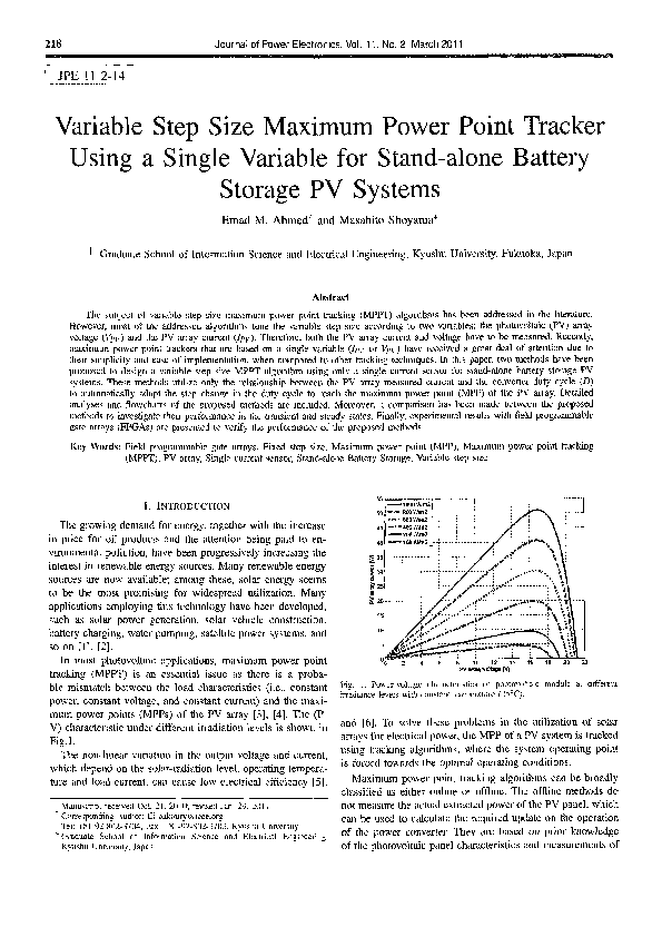 (PDF) Variable Step Size Maximum Power Point Tracker Using a Single ...