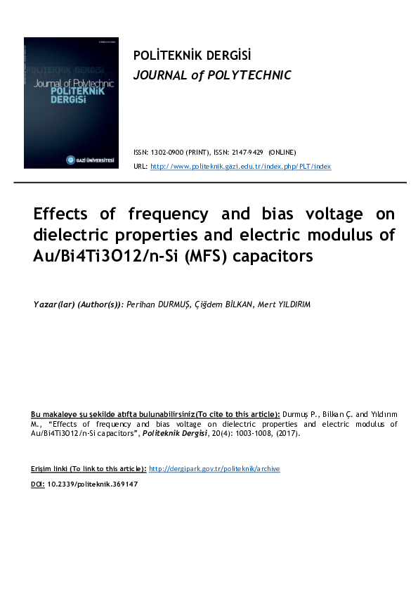 (PDF) Effects of Frequency and Bias Voltage on Dielectric Properties ...