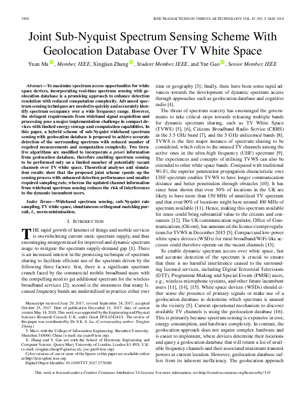 (PDF) Joint Sub-Nyquist Spectrum Sensing Scheme With Geolocation ...
