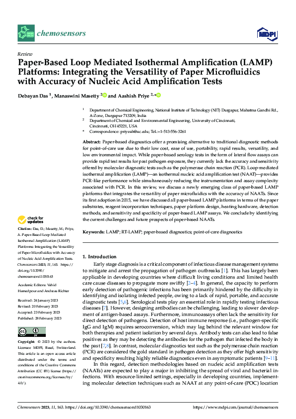 (PDF) Paper-Based Loop Mediated Isothermal Amplification (LAMP ...