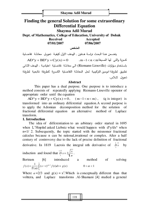 Pdf Finding The General Solution For Some Extraordinary Differential