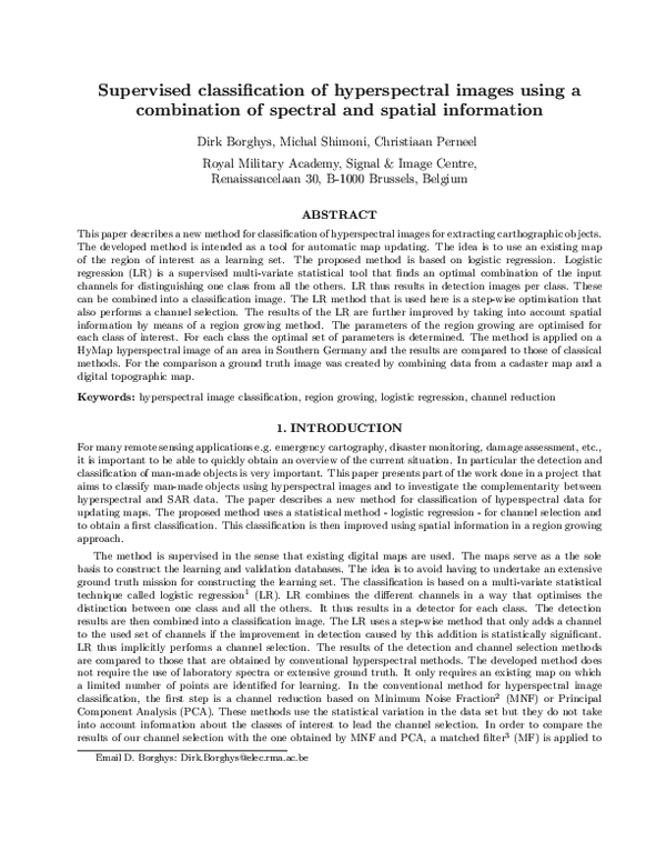 (PDF) Supervised classification of hyperspectral images using a ...