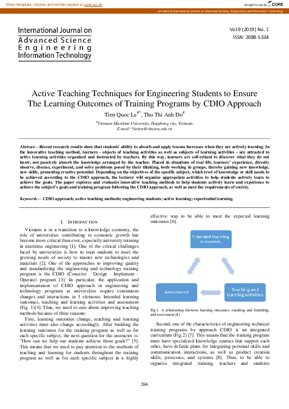(PDF) Active Teaching Techniques for Engineering Students to Ensure The ...