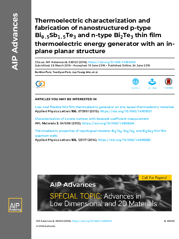 (PDF) Thermoelectric characterization and fabrication of nanostructured ...
