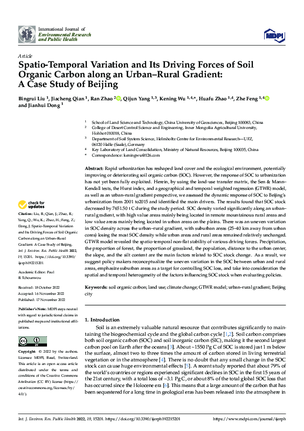 (PDF) Spatio-Temporal Variation and Its Driving Forces of Soil Organic ...