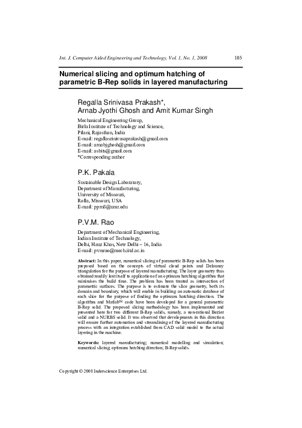 (PDF) Numerical slicing and optimum hatching of parametric B-Rep solids ...