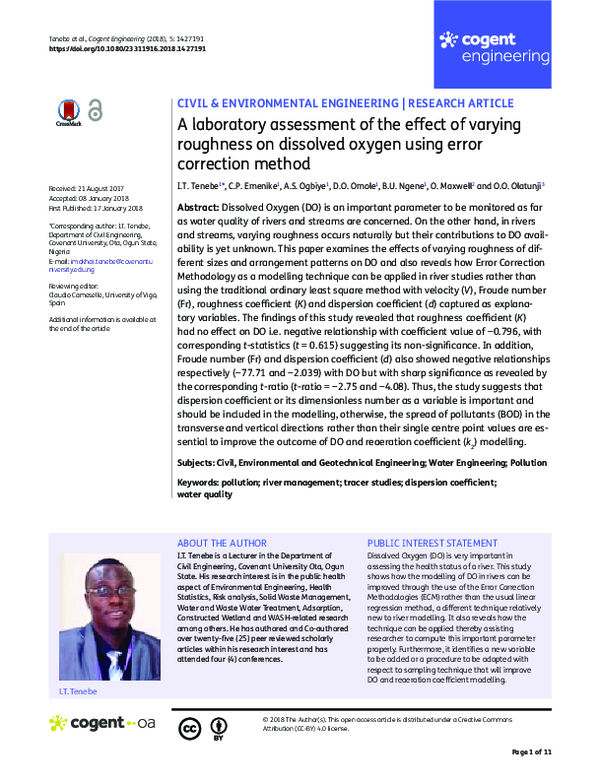 (PDF) A laboratory assessment of the effect of varying roughness on ...