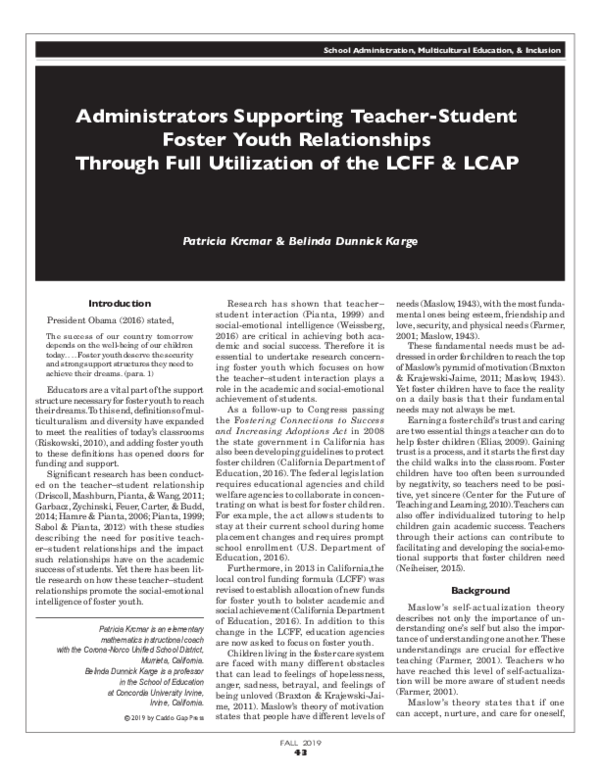 (PDF) Administrators Supporting Teacher-Student Foster Youth ...