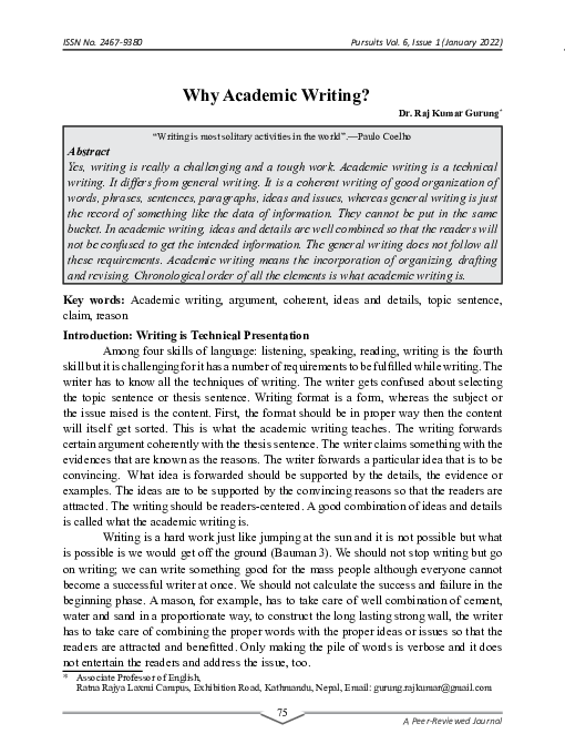 (PDF) Why Academic Writing?