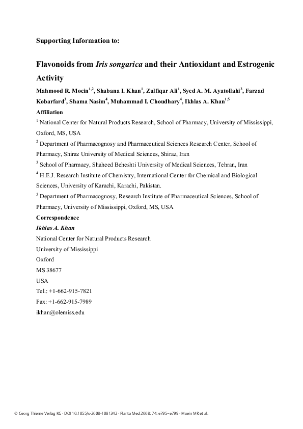 (PDF) Flavonoids fromIris songaricaand their Antioxidant and Estrogenic ...