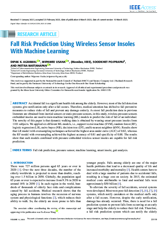 (PDF) Fall Risk Prediction Using Wireless Sensor Insoles With Machine ...