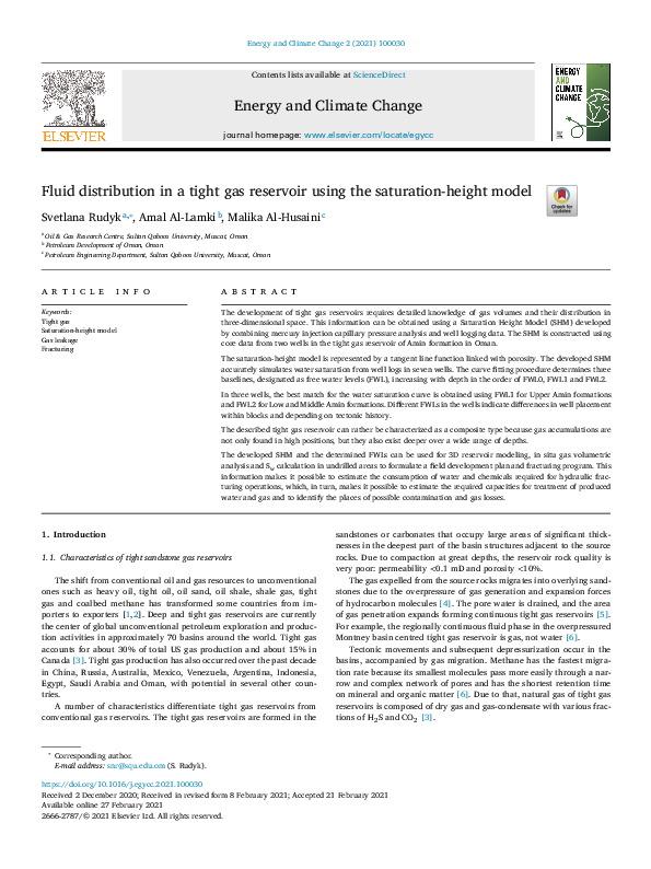 (PDF) Fluid distribution in a tight gas reservoir using the saturation ...