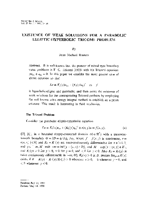 (PDF) Existence of weak solutions for a parabolic elliptic-hyperbolic ...