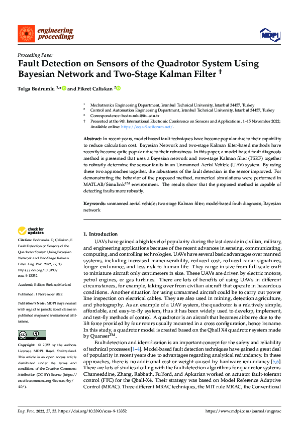 (PDF) Fault Detection on Sensors of the Quadrotor System Using Bayesian ...