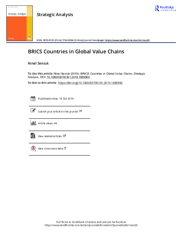 ビジネス・経済 BRICS Economy and Global Value Chains BRICS in numbers with comparison to the world. Source: World
