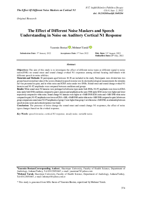 (PDF) The Effect of Different Noise Maskers and Speech Understanding in ...