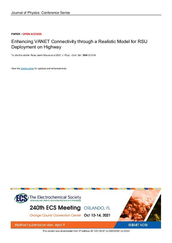 (PDF) Enhancing VANET Connectivity through a Realistic Model for RSU ...