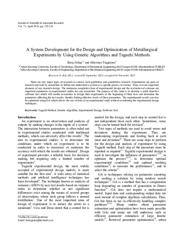 (PDF) A System Development for the Design and Optimization of ...