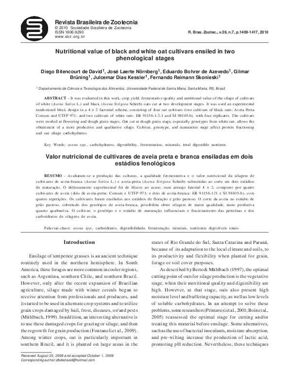 (PDF) Nutritional value of black and white oat cultivars ensiled in two ...