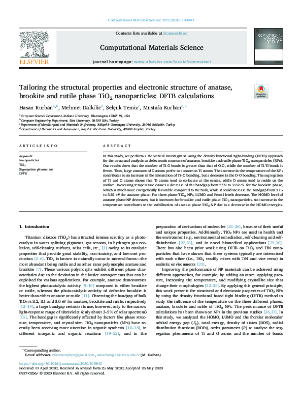 (PDF) Tailoring the structural properties and electronic structure of ...