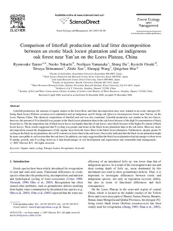 (PDF) Comparison of litterfall production and leaf litter decomposition ...