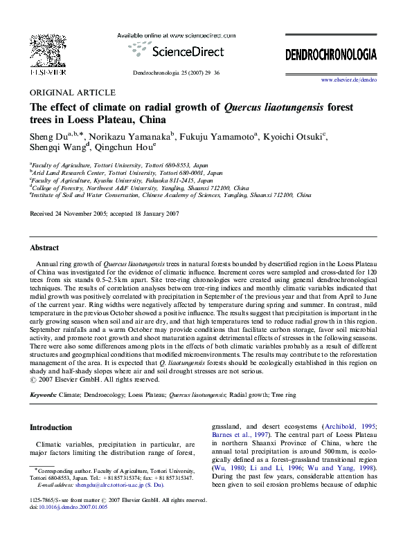 (PDF) The effect of climate on radial growth of Quercus liaotungensis ...