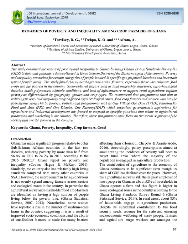 (PDF) Dynamics of Poverty and Inequality Among Crop Farmers in Ghana