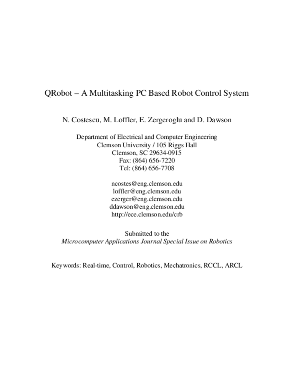 (PDF) QRobot - a multitasking PC based robot control system