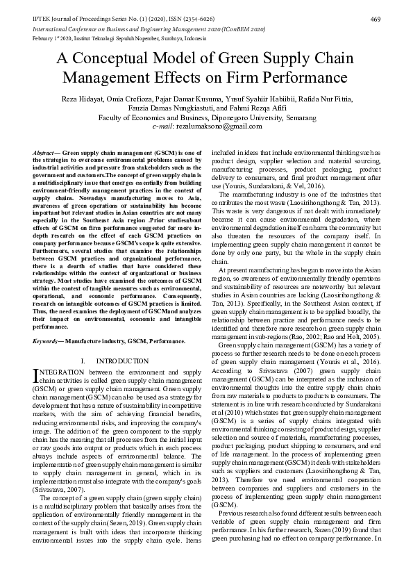 (PDF) A Conceptual Model of Green Supply Chain Management Effects on ...