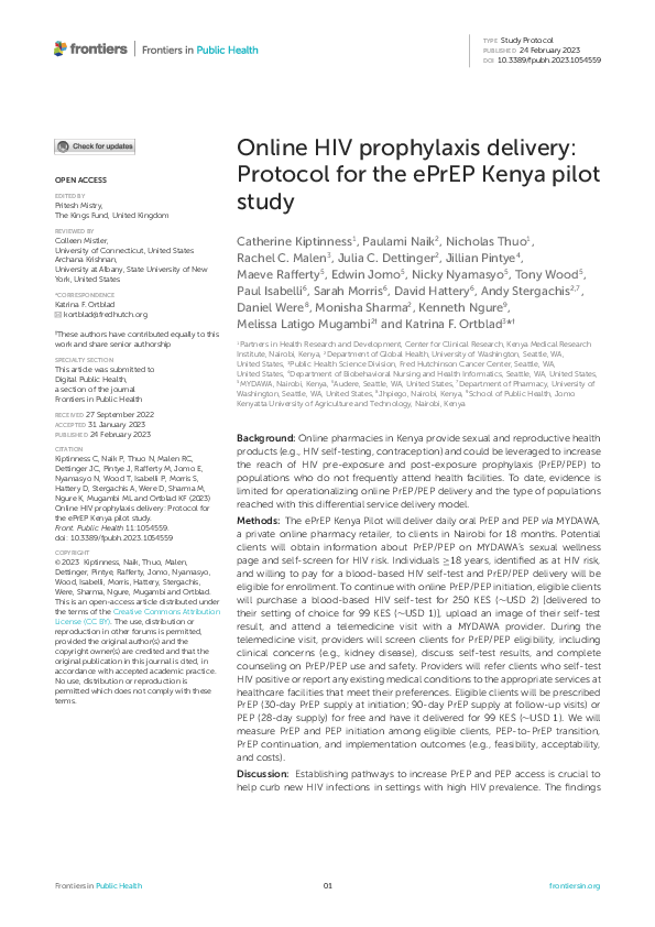 (PDF) Online HIV prophylaxis delivery: Protocol for the ePrEP Kenya ...