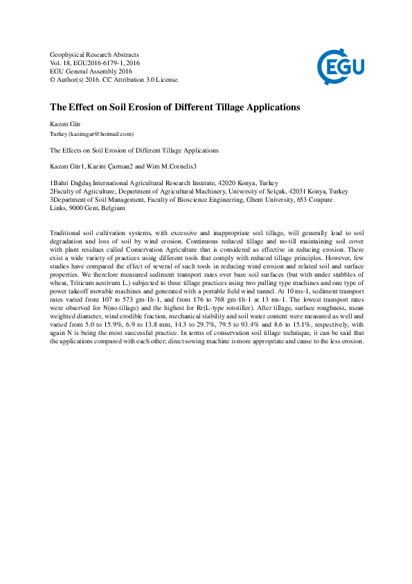 (PDF) The Effect on Soil Erosion of Different Tillage Applications
