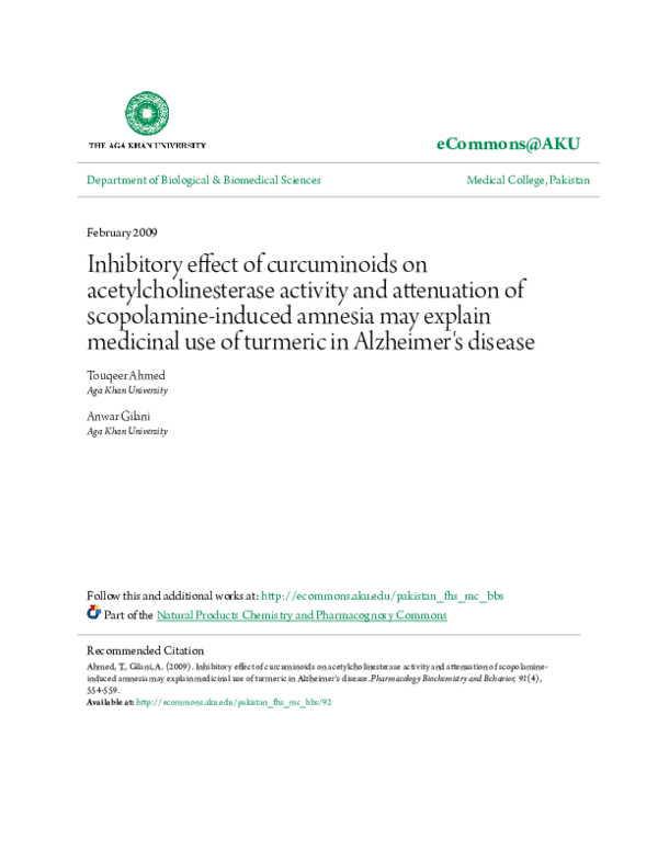 (PDF) Inhibitory effect of curcuminoids on acetylcholinesterase ...