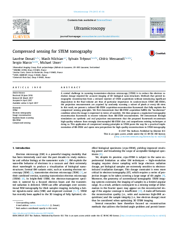 (PDF) Compressed sensing for STEM tomography