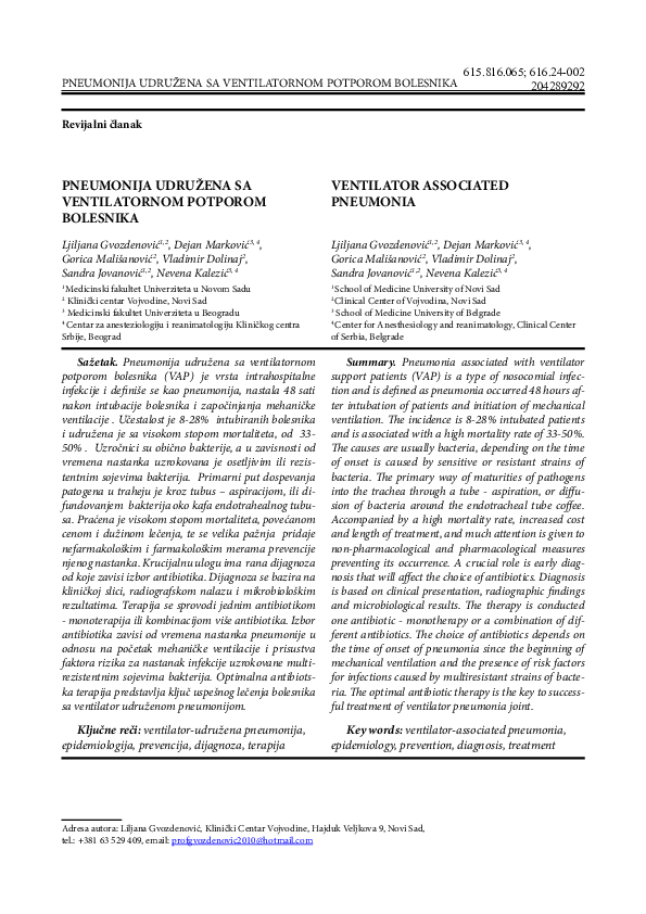 (PDF) Ventilator associated pneumonia