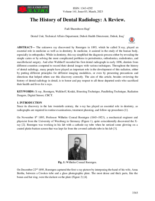 (PDF) The History of Dental Radiology A Review Fadi Hagi Academia.edu