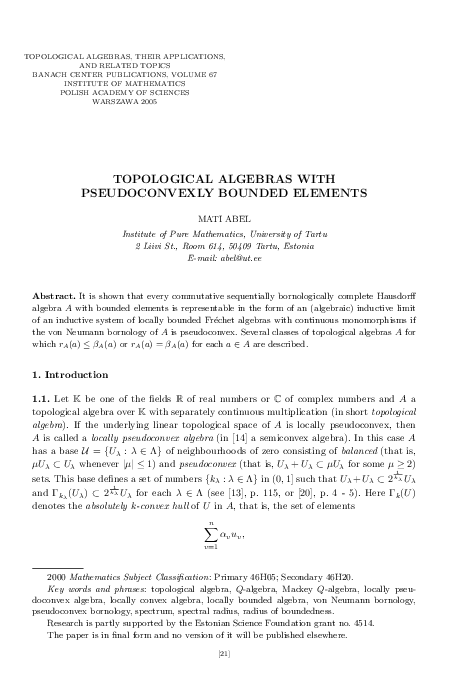 (PDF) Topological algebras with pseudoconvexly bounded elements