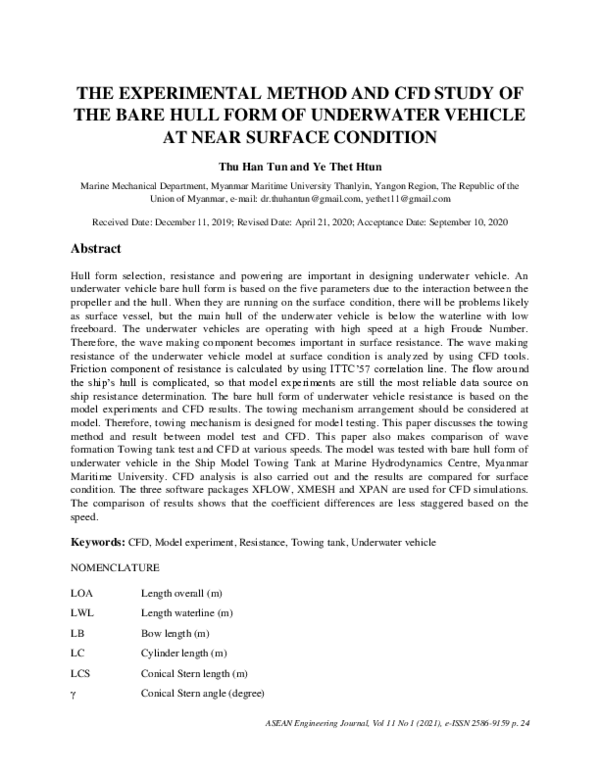 (PDF) The Experimental Method and CFD Study of the Bare Hull Form of ...