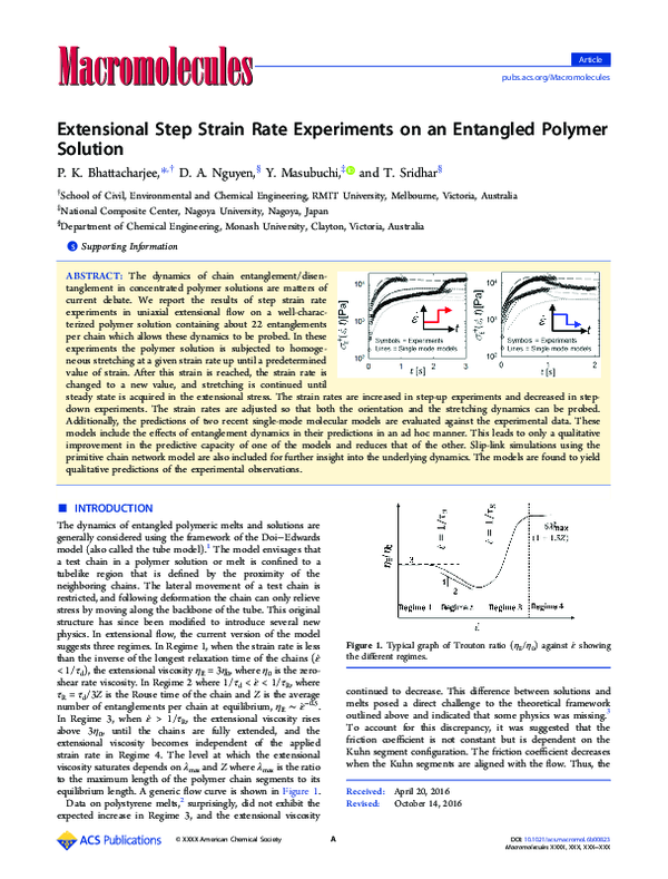 (PDF) Extensional Step Strain Rate Experiments on an Entangled Polymer ...