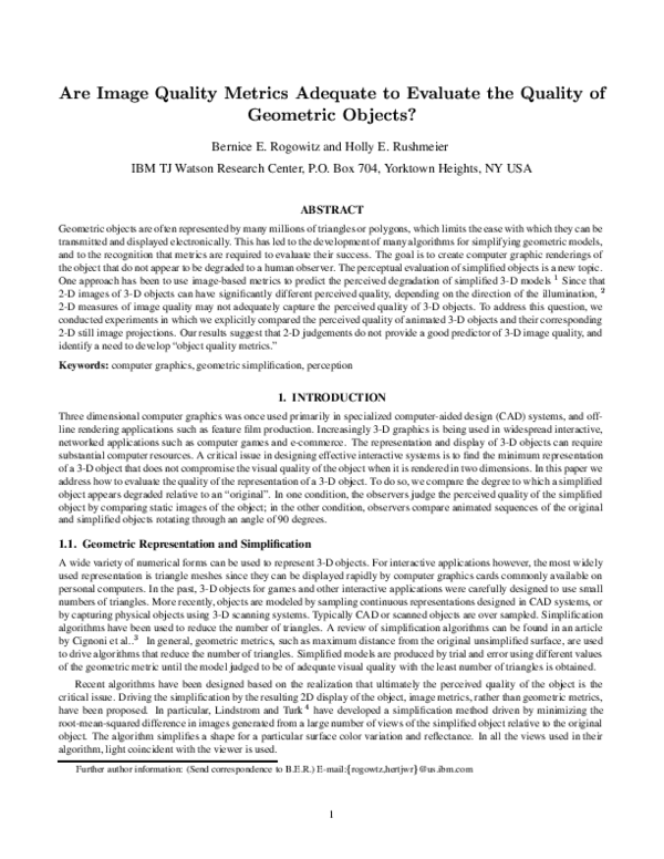 (PDF) Are image quality metrics adequate to evaluate the quality of ...