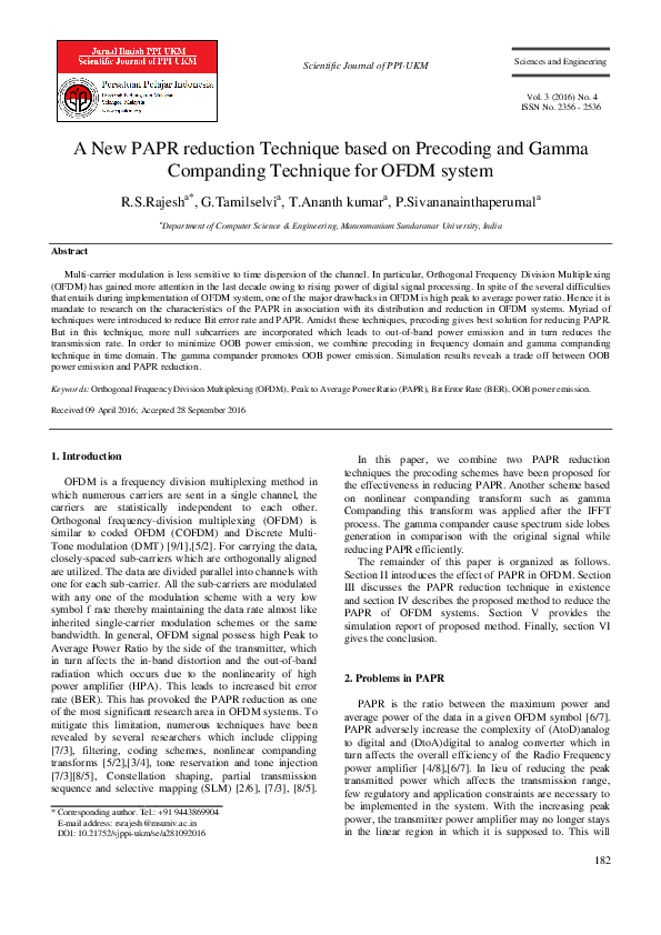 (PDF) Novel companding technique for PAPR reduction in OFDM system