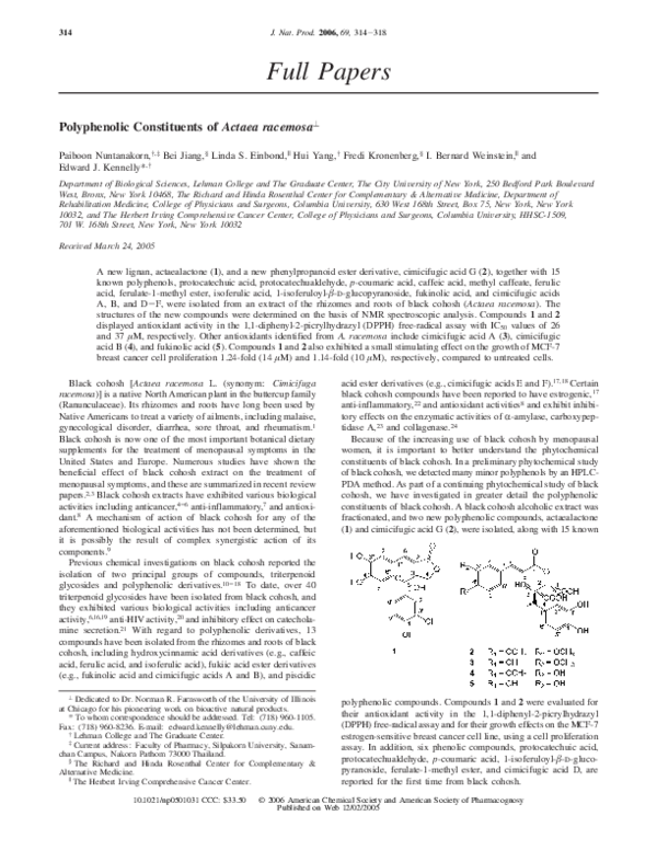 (PDF) Polyphenolic Constituents of Actaea racemosa