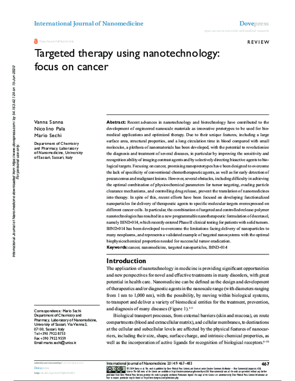 (PDF) Targeted therapy using nanotechnology: focus on cancer