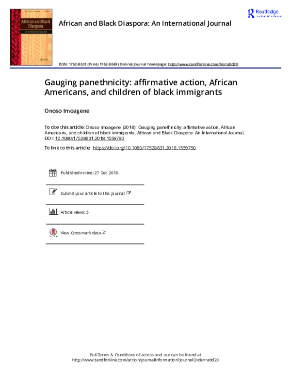 (PDF) Gauging panethnicity: affirmative action, African Americans, and ...