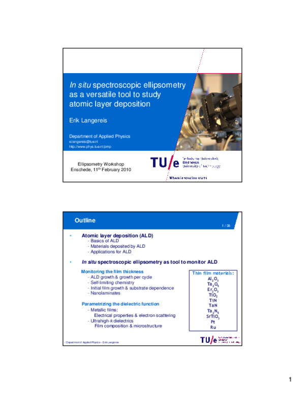 (PDF) In situspectroscopic ellipsometry as a versatile tool for ...