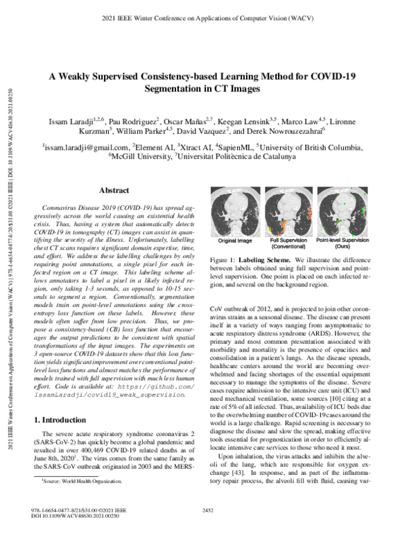 (PDF) A Weakly Supervised Consistency-based Learning Method for COVID ...